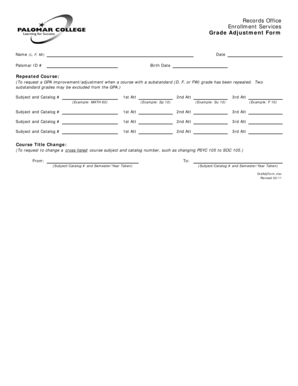 Grade Adjustment Form