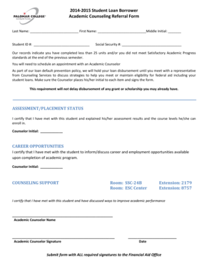 Student Loan Borrower Academic Counseling Referral Form