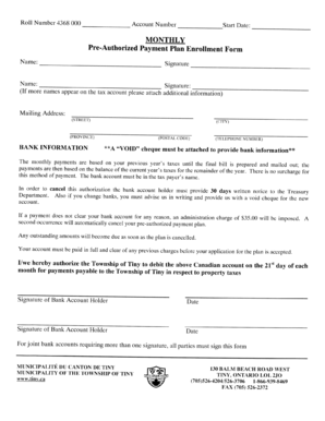 Monthly Pre-Authorized Payment Plan Enrollment Form