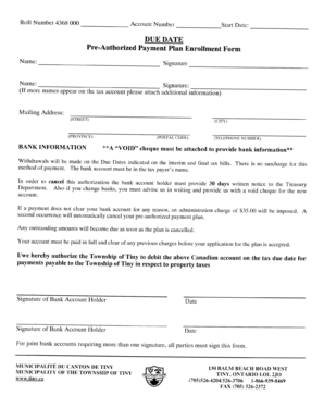 Pre-Authorized Payment Plan Enrollment Form