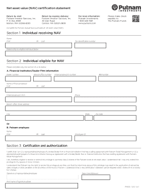 Putnam NAV Certification Statement