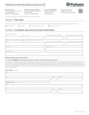 Putnam Traditional or Roth IRA Adoption Agreement