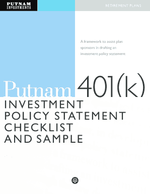 Investment policy statement checklist and sample - Putnam bb