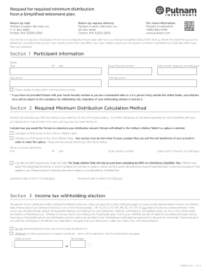Putnam Simplified 401(k) RMD Request Form