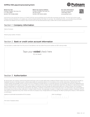 SIMPLE IRA Payroll Processing Form