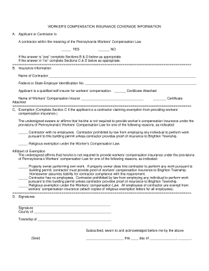 Pennsylvania Workers' Compensation Insurance Form