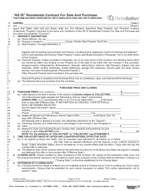 Florida AS IS Residential Contract For Sale And Purchase