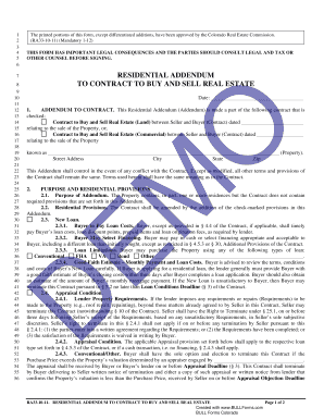 Colorado Residential Addendum to Real Estate Contract