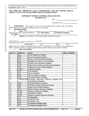Colorado Residential Real Estate Purchase Agreement