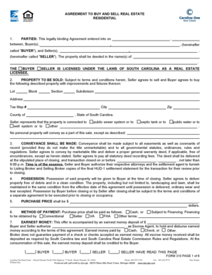 South Carolina Residential Purchase Agreement