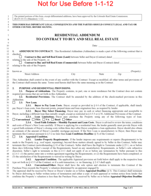Residential Addendum to Contract to Buy and Sell Real Estate
