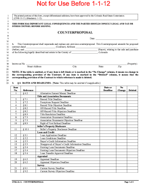 Colorado Real Estate Counterproposal Form