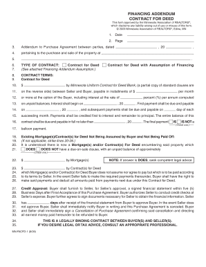 Minnesota Contract for Deed Financing Addendum