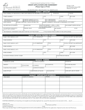 Credit Application and Agreement