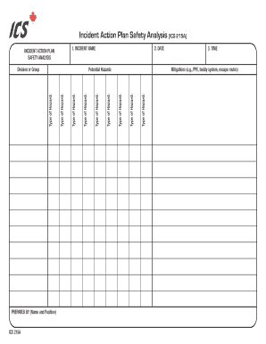 Incident Action Plan Safety Analysis (ICS 215A)
