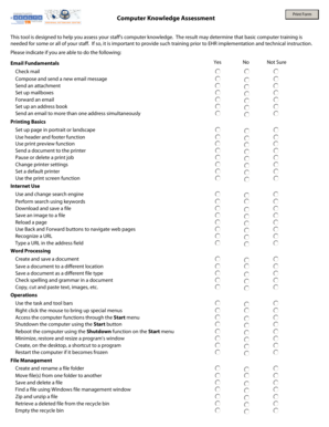 Computer Knowledge Assessment Form
