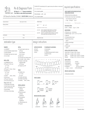 Dental Lab Rx & Diagnosis Form