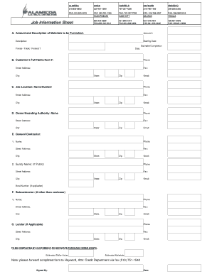 Job Information Sheet
