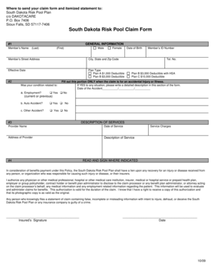 South Dakota Risk Pool Claim Form