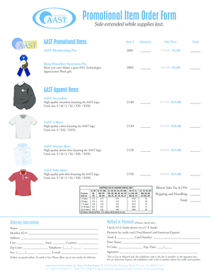 Promotional Item Order Form