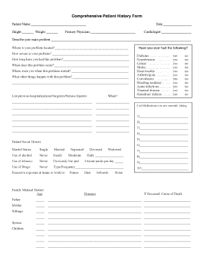 Comprehensive Patient History Form