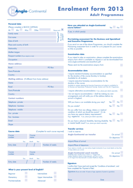 Anglo-Continental Enrolment Form