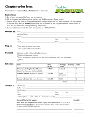 Audubon Adventures Kit Order Form