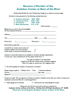 Audubon Center Membership Application