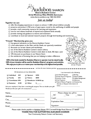 Audubon Sharon Membership Application