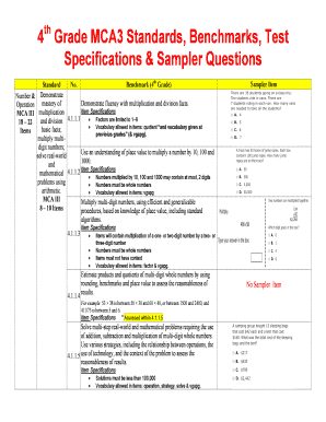 Fillable Online 4th Grade MCA3 Standards, Benchmarks, Test Fax Email ...