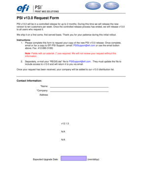 PSI v13.0 Request Form