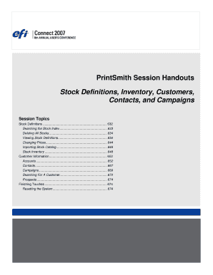 PrintSmith Session Handouts Stock Definitions, Inventory ... - EFI.com