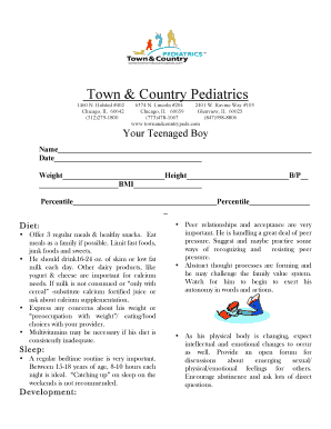 Teen Health Checkup Form