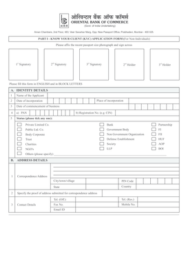 KYC Application Form for Non-Individuals