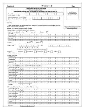 Subscriber Registration Form for NPS Account