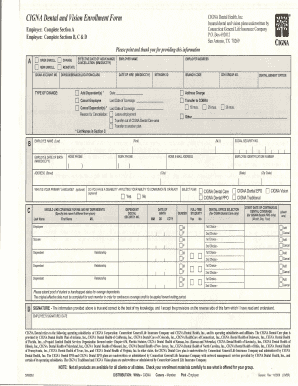 CIGNA Dental and Vision Enrollment Form