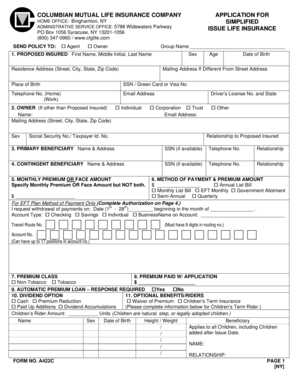 Columbian Mutual Life Insurance Application