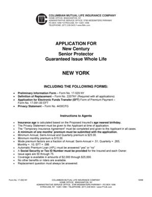 New Century Senior Protector Whole Life Insurance Application