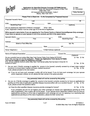 Application for Specified Disease Coverage (NY76000 Series)