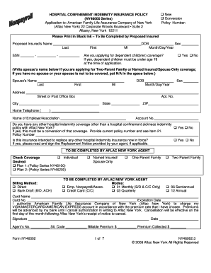 Hospital Confinement Indemnity Insurance Policy Application
