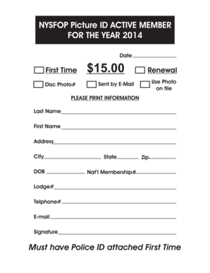 NYSFOP Active Member Picture ID Form