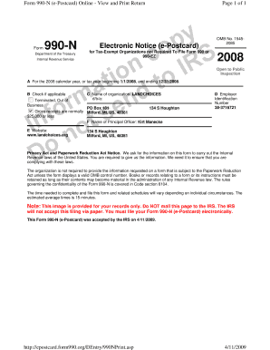 Form 990-N (e-Postcard) 2008