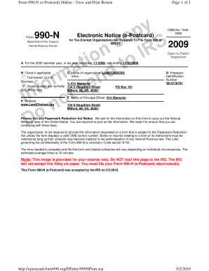 Form 990-N (e-Postcard) for Tax-Exempt Organizations