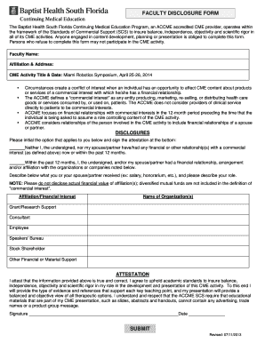 Faculty Disclosure Form