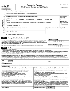 Form W-9 Request for Taxpayer Identification Number and Certification
