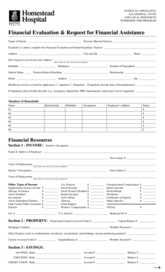 Financial Evaluation & Request for Financial Assistance