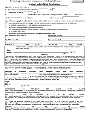 Michigan Absent Voter Ballot Application
