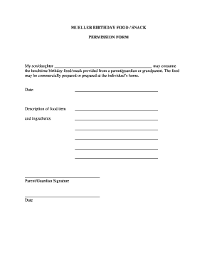 KISD Birthday Food Permission Form