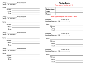 Pledge Form for Lap Run