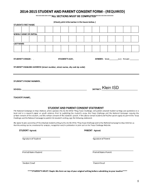 Student and Parent Consent Form